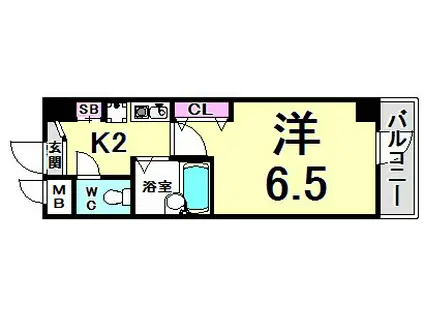 エスリード三宮フラワーロード(1K/6階)の間取り写真