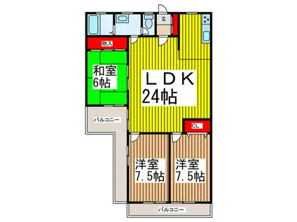 ベルカントビル(3LDK/3階)の間取り写真