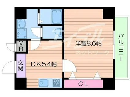 ES-GRANDE大阪同心ETC同心(1DK/2階)の間取り写真