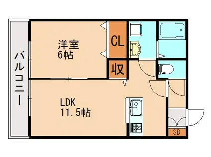 レミエ潤野W(1LDK/1階)の間取り写真