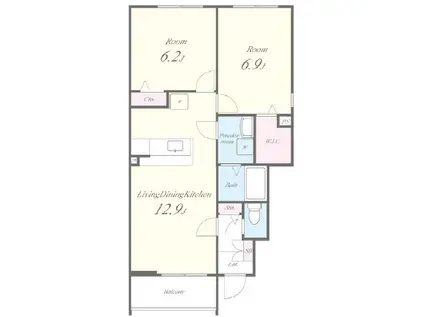 グローブ・キリ(2LDK/1階)の間取り写真