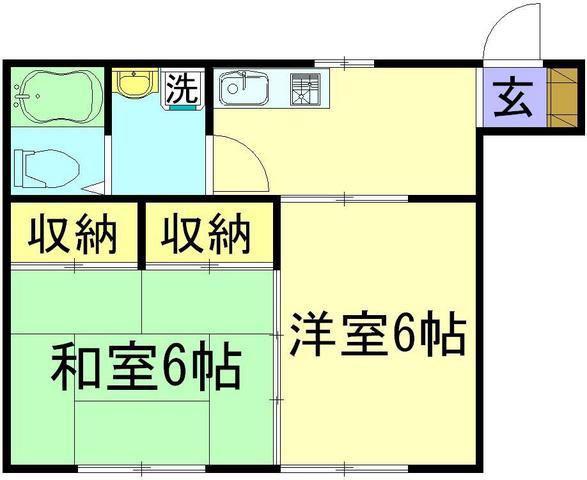 第一コーポ(2K/2階)の間取り写真