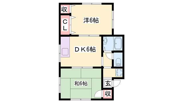 なかたにハイツ(2DK/2階)の間取り写真