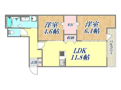 RIKO塚口(ワンルーム/1階)の間取り写真