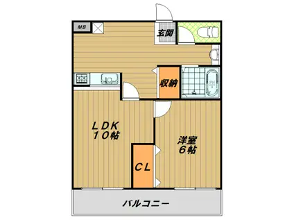 ヴィラン橋本(1LDK/3階)の間取り写真