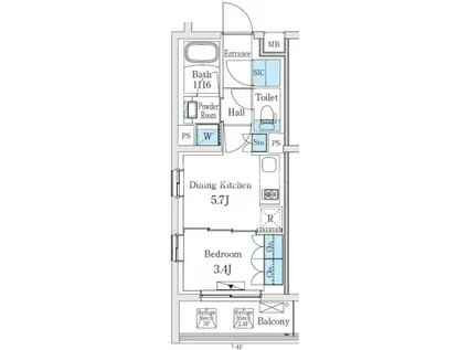 コスモグラシア学芸大学(1DK/1階)の間取り写真