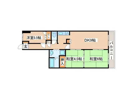 パシフィックマンション広瀬橋(3DK/3階)の間取り写真