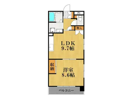 クランヴィラ鶴見(1LDK/6階)の間取り写真