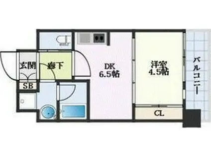 プレジオ江坂II(1DK/10階)の間取り写真