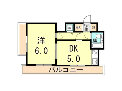ライオンズマンション神戸第3(1DK/9階)の間取り写真
