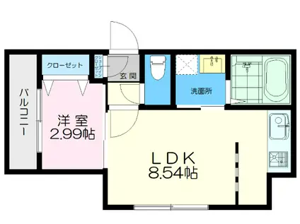 TWINBERRY KITAHIROSHIMA北広島市共栄町3丁目M(1LDK/4階)の間取り写真