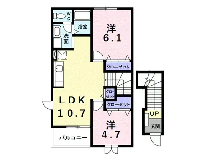 アヴニ-ルT.M(2LDK/2階)の間取り写真