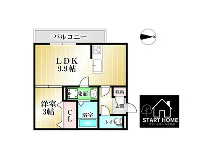 ドリーム庄町II(1LDK/3階)の間取り写真