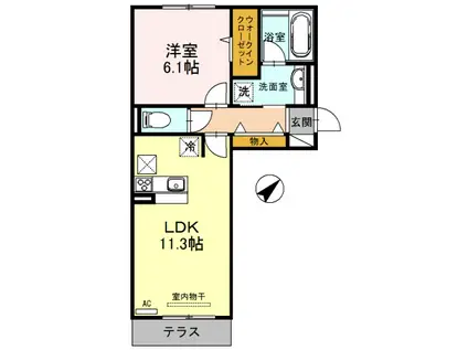 LECIELI(1LDK/1階)の間取り写真
