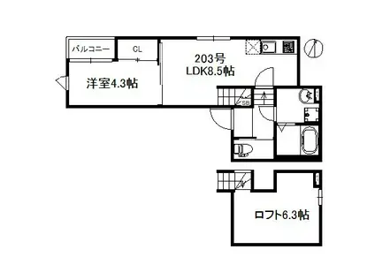 ステーブル佐賀(1LDK/2階)の間取り写真