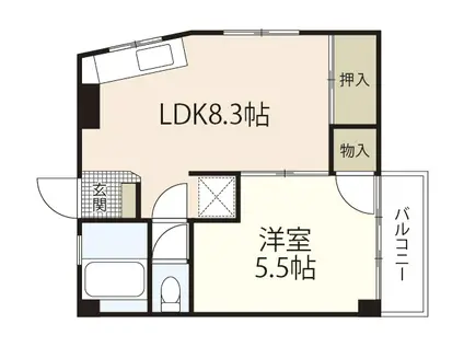 みさきマンション(1LDK/4階)の間取り写真