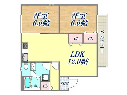 セジュール源(2LDK/2階)の間取り写真