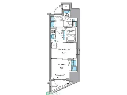 プライムアーバン浅草テラス(1DK/9階)の間取り写真