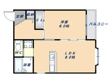 都ハイツ(1LDK/1階)の間取り写真