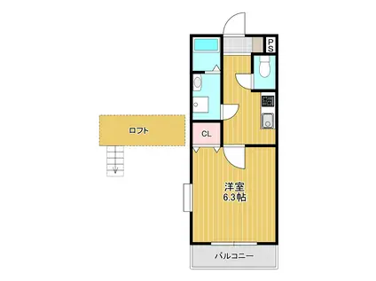 メゾンアレックスワン城野(1K/1階)の間取り写真