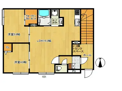 NODEHOUSE(2LDK/1階)の間取り写真