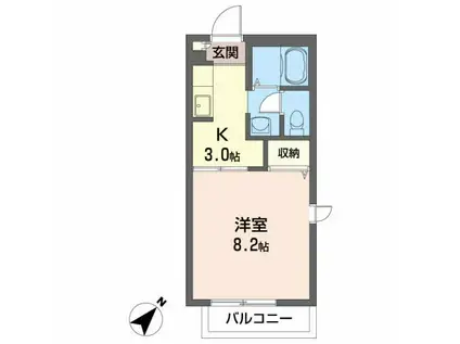 メゾンシャルムC(1K/2階)の間取り写真