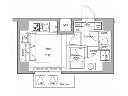 プレミアムキューブ品川戸越(ワンルーム/3階)の間取り写真