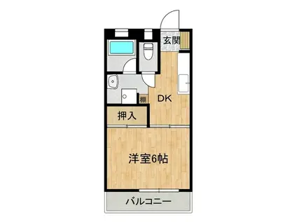 ラファミーユ大工町(1DK/6階)の間取り写真