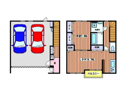 ガラージュ・ド・ルクス・みゆき(1LDK/1階)の間取り写真