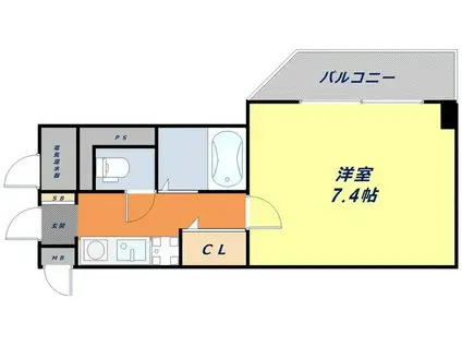 インターナショナル上汐(1K/2階)の間取り写真