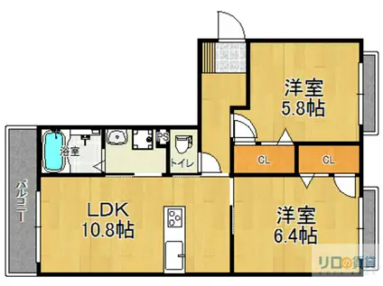 シャーメゾン口谷(2LDK/3階)の間取り写真
