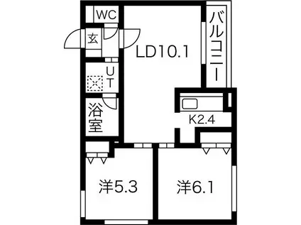 ファヴール(2LDK/3階)の間取り写真