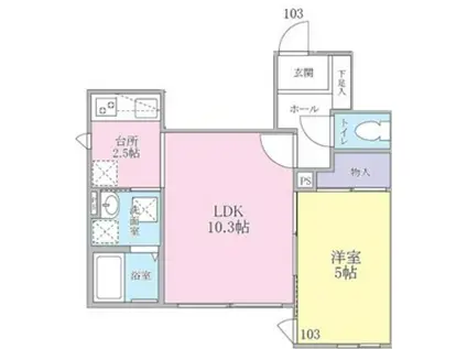 GRANDBELL SANGENJAYAB(1LDK/1階)の間取り写真