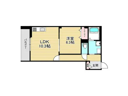 ストック羽沢(1LDK/1階)の間取り写真