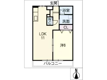 ミューズスタイル(1LDK/1階)の間取り写真