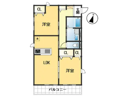 ヴァンデローズ 弊社管理物件(2LDK/1階)の間取り写真