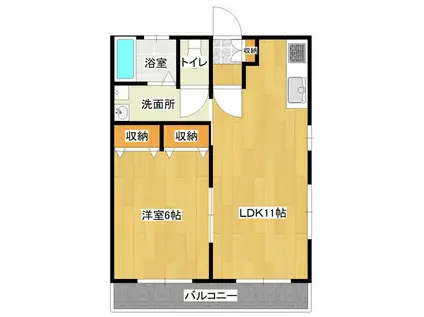 CASA KURAII(1LDK/2階)の間取り写真