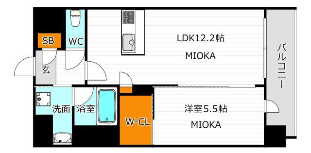 スプランディッド天王寺サウス(1LDK/2階)の間取り写真