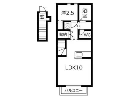 カプラン飾磨III(1LDK/2階)の間取り写真