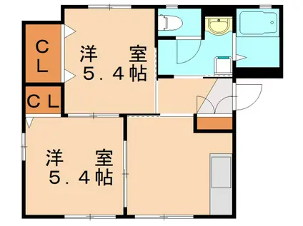 ディアス通谷(2K/1階)の間取り写真