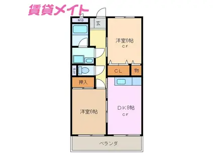 メゾンリビエル(2DK/3階)の間取り写真