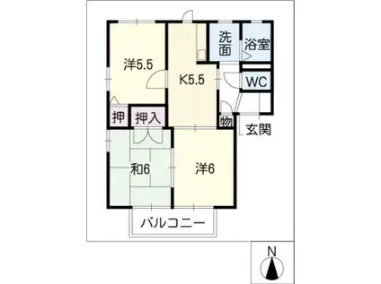 ソレイユ(3K/2階)の間取り写真