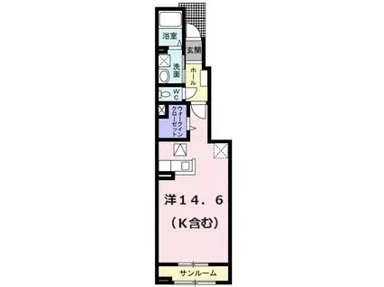 サンプロスパーII(ワンルーム/1階)の間取り写真