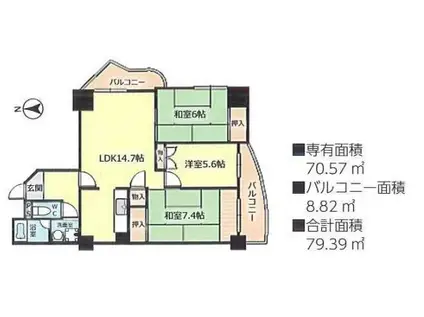 シティハイツ舞子(3LDK/7階)の間取り写真