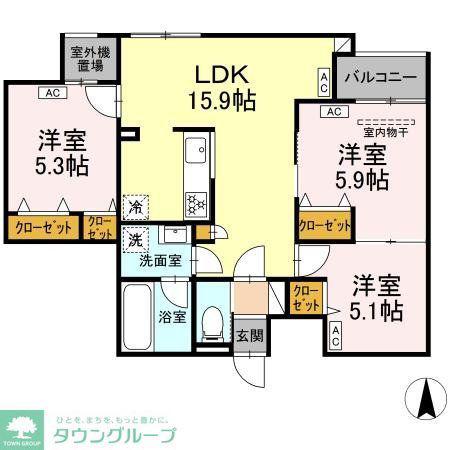 MOCRAFT中葛西(3LDK/3階)の間取り写真