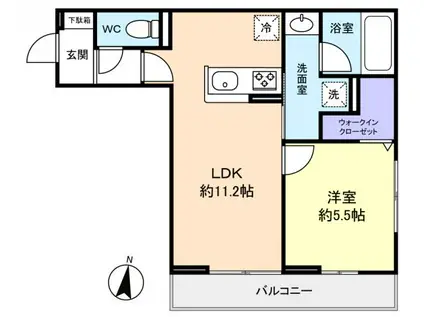 ラ・テールゆりのき台(1LDK/3階)の間取り写真