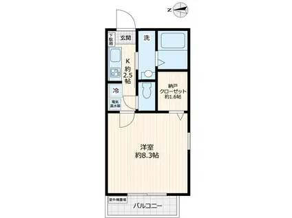 サニーサイド(1K/1階)の間取り写真