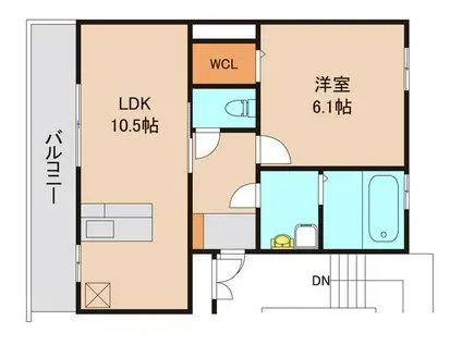 コンフォールY(1LDK/1階)の間取り写真
