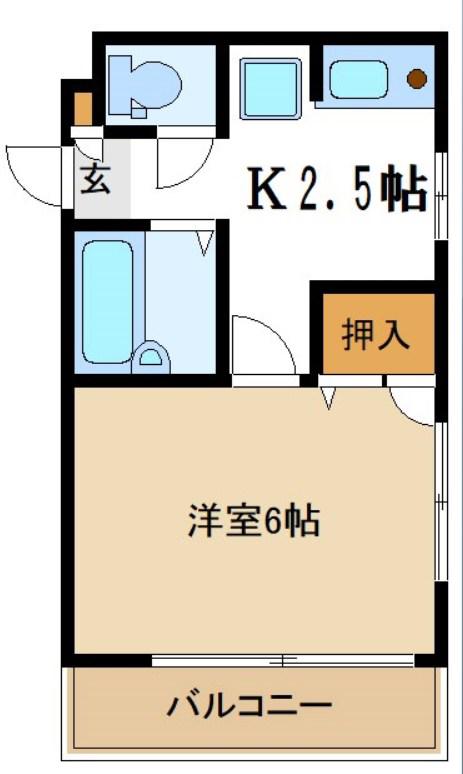 ハイツヨネダ(1K/3階)の間取り写真