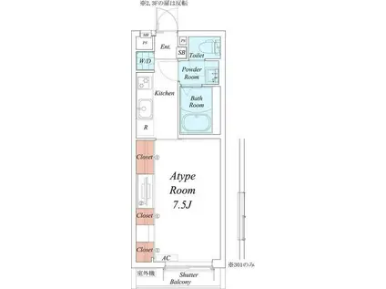 リブリ・TRE VITA(1K/3階)の間取り写真